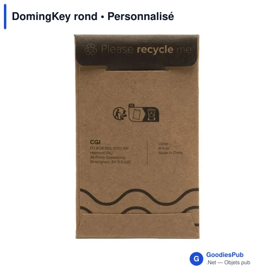 Porte-clés en acier personnalisables avec logo - DomingKey rond - Image 2