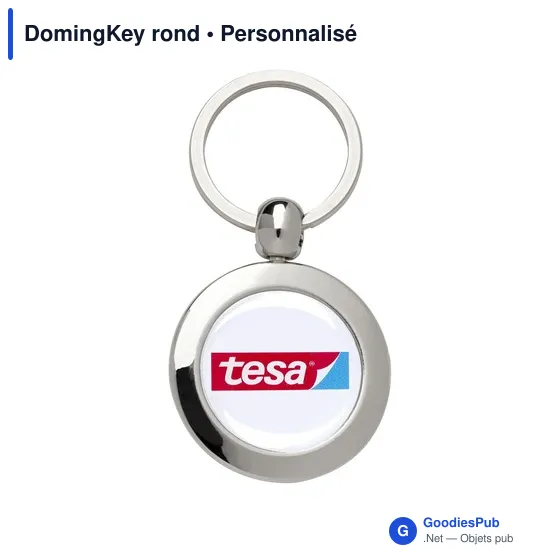 Porte-clés en acier personnalisables avec logo - DomingKey rond - Image 3