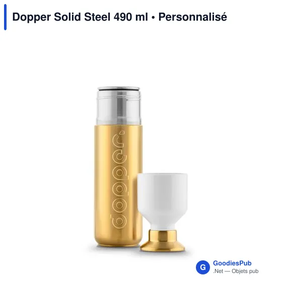 Gourde personnalisée en métal doré avec logo - Dopper Solid Steel - Image 12