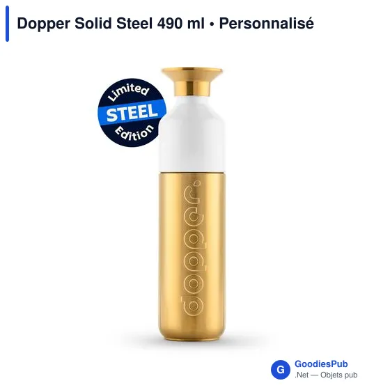 Gourde personnalisée en métal doré avec logo - Dopper Solid Steel - Image 3