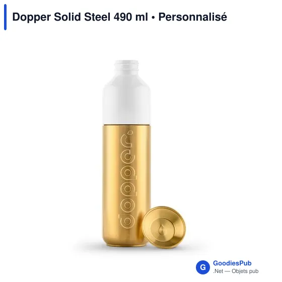 Gourde personnalisée en métal doré avec logo - Dopper Solid Steel - Image 4