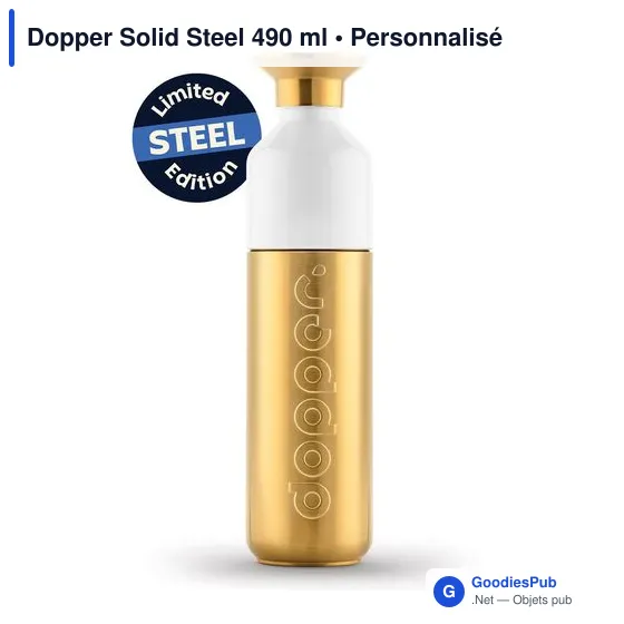 Gourde personnalisée en métal doré avec logo - Dopper Solid Steel - Image 5