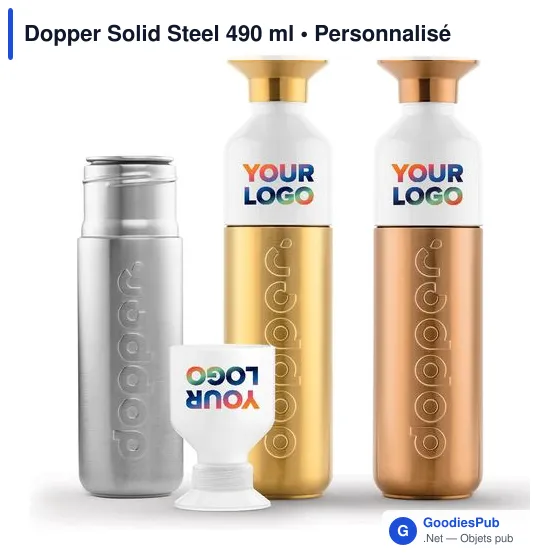 Gourde personnalisée en métal doré avec logo - Dopper Solid Steel - Image 9