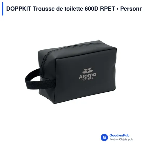 Trousse de toilette personnalisable en 600D RPET avec logo - Image 4