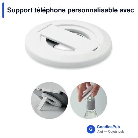 Support téléphone personnalisable avec décapsuleur - DOSENUNOavec logo