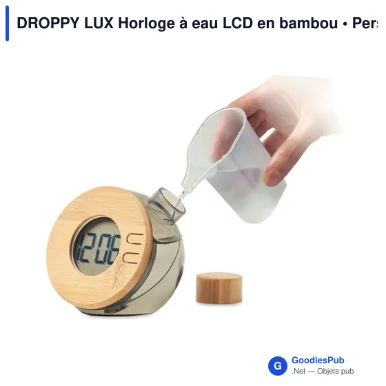 DROPPY LUX Horloge à eau LCD en bambou - Image 1