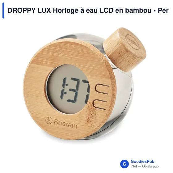 DROPPY LUX Horloge à eau LCD en bambou - Image 3