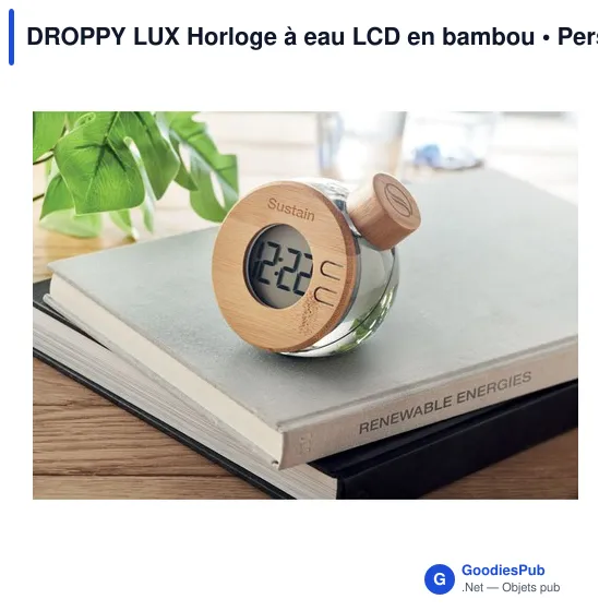 DROPPY LUX Horloge à eau LCD en bambou - Image 4