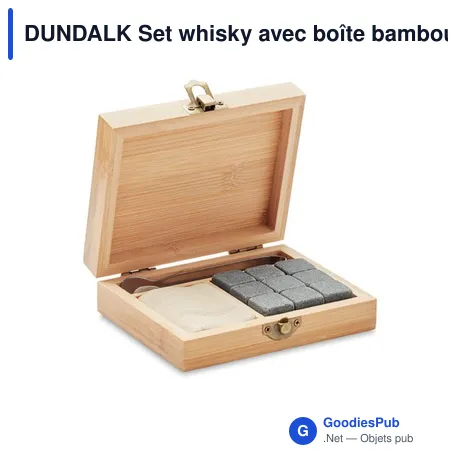 DUNDALK Set whisky avec boîte bambou