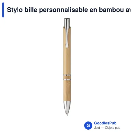 Stylo bille personnalisable en bambou avec logo - Ebony Bamboo