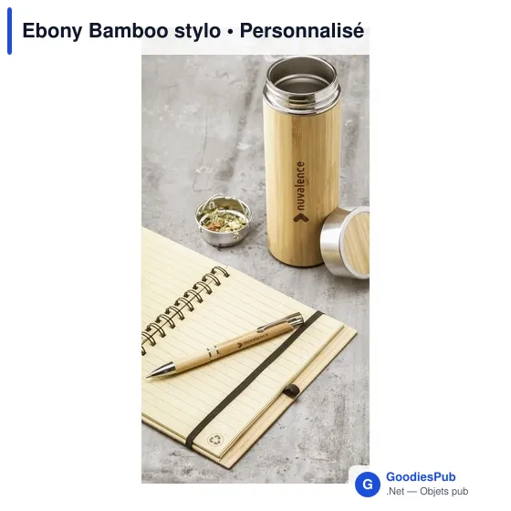 Stylo bille personnalisable en bambou avec logo - Ebony Bamboo - Image 11