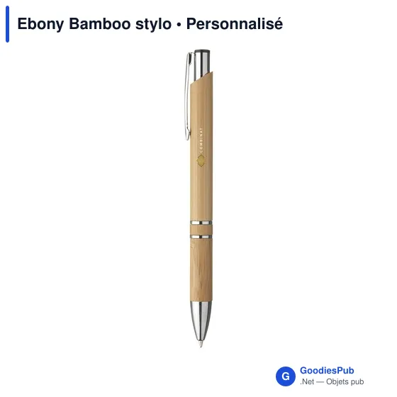 Stylo bille personnalisable en bambou avec logo - Ebony Bamboo - Image 6