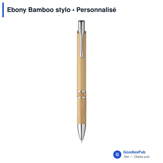 Stylo bille personnalisable en bambou avec logo - Ebony Bamboo - Image 7