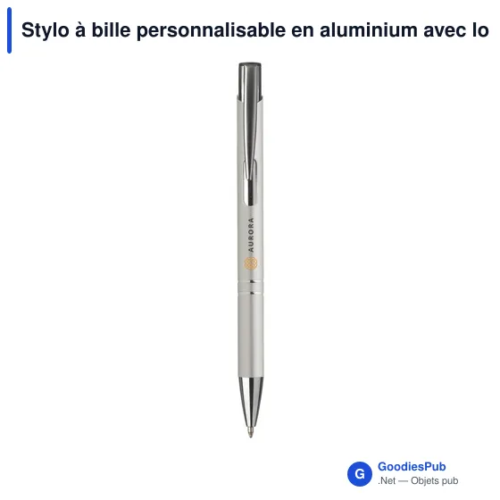 Stylo à bille personnalisable en aluminium avec logo - Ebony Matt - Image 1