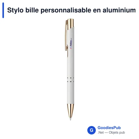 Stylo bille personnalisable en aluminium recyclé avec logo - Ebony RCS