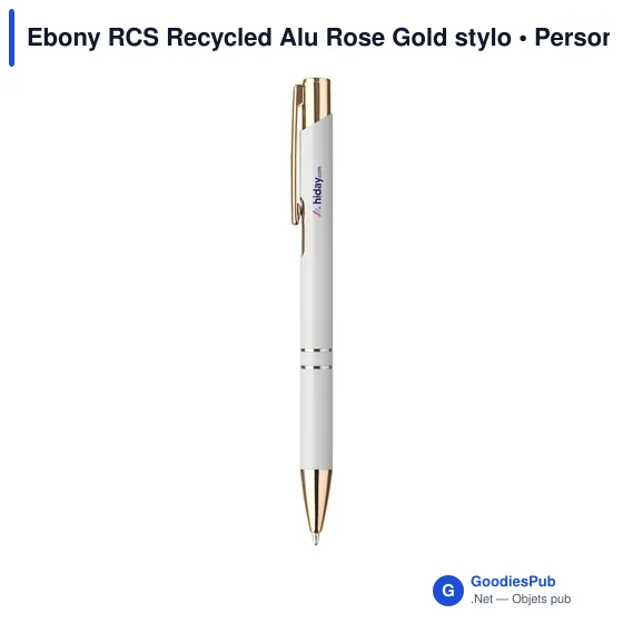 Stylo bille personnalisable en aluminium recyclé avec logo - Ebony RCS - Image 1