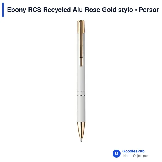 Stylo bille personnalisable en aluminium recyclé avec logo - Ebony RCS - Image 2