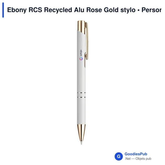 Stylo bille personnalisable en aluminium recyclé avec logo - Ebony RCS - Image 3