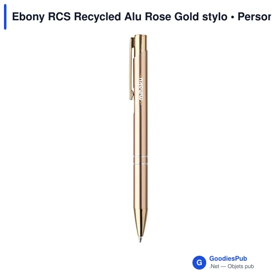 Stylo bille personnalisable en aluminium recyclé avec logo - Ebony RCS - Image 4