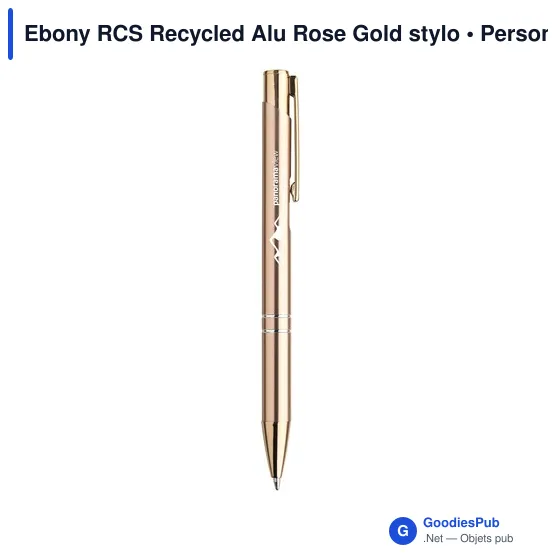 Stylo bille personnalisable en aluminium recyclé avec logo - Ebony RCS - Image 6
