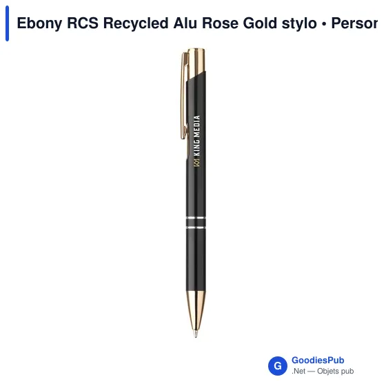Stylo bille personnalisable en aluminium recyclé avec logo - Ebony RCS - Image 8