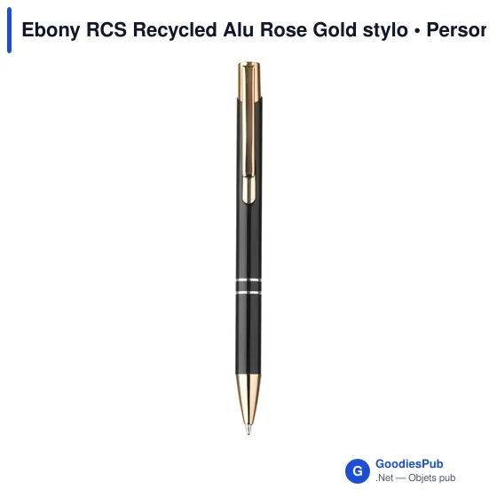 Stylo bille personnalisable en aluminium recyclé avec logo - Ebony RCS - Image 9