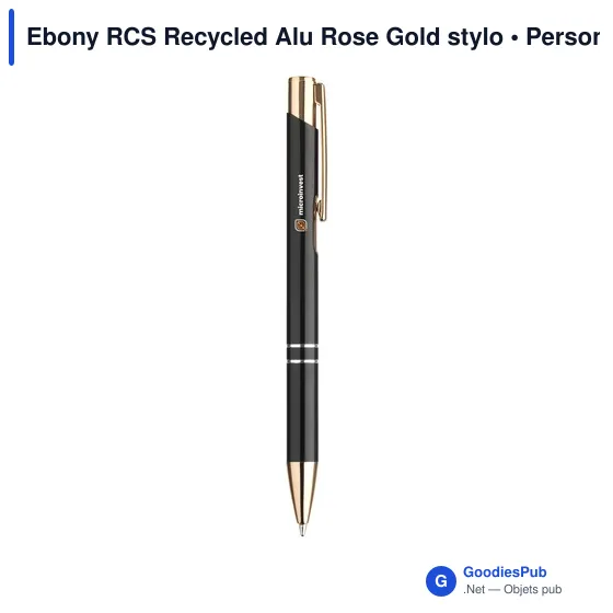 Stylo bille personnalisable en aluminium recyclé avec logo - Ebony RCS - Image 10