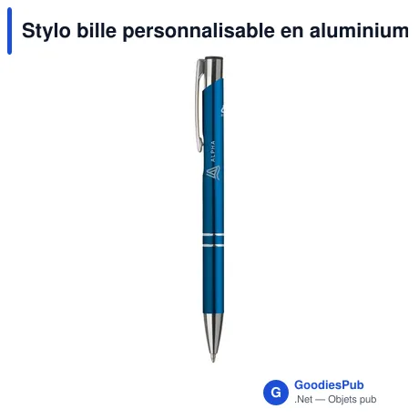 Stylo bille personnalisable en aluminium recyclé avec logo