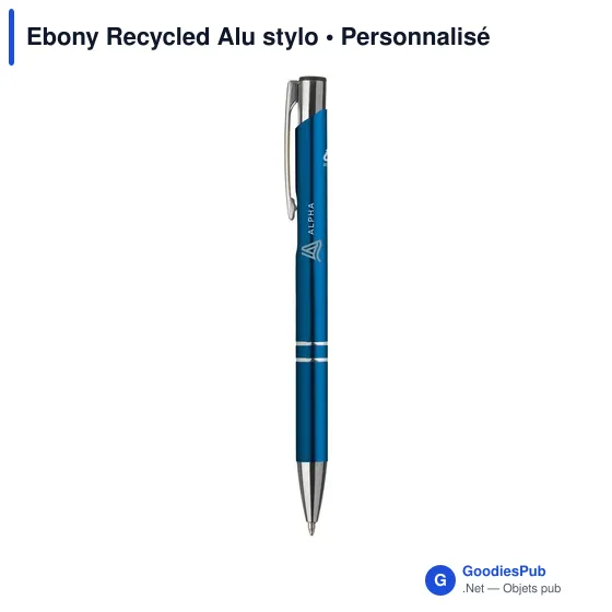 Stylo bille personnalisable en aluminium recyclé avec logo - Image 1