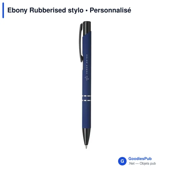 Stylo bille personnalisable avec logo - Ebony Rubberised - Image 1
