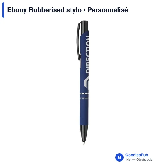 Stylo bille personnalisable avec logo - Ebony Rubberised - Image 2