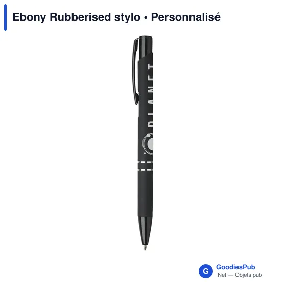 Stylo bille personnalisable avec logo - Ebony Rubberised - Image 11