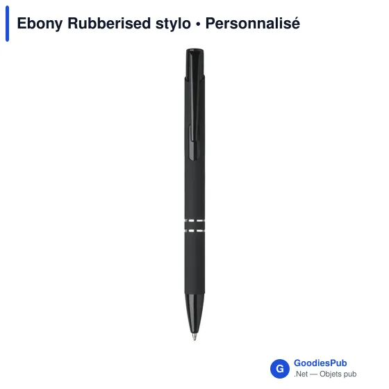 Stylo bille personnalisable avec logo - Ebony Rubberised - Image 12
