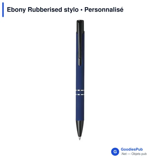 Stylo bille personnalisable avec logo - Ebony Rubberised - Image 3