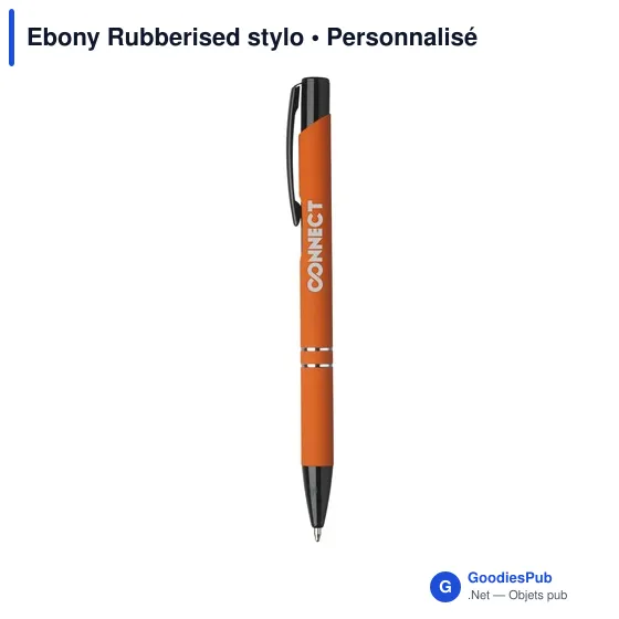 Stylo bille personnalisable avec logo - Ebony Rubberised - Image 4
