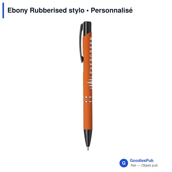 Stylo bille personnalisable avec logo - Ebony Rubberised - Image 5