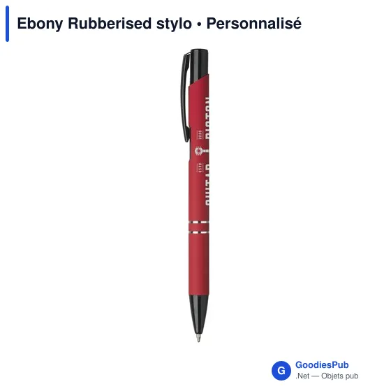 Stylo bille personnalisable avec logo - Ebony Rubberised - Image 8