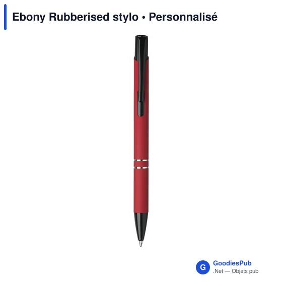 Stylo bille personnalisable avec logo - Ebony Rubberised - Image 9
