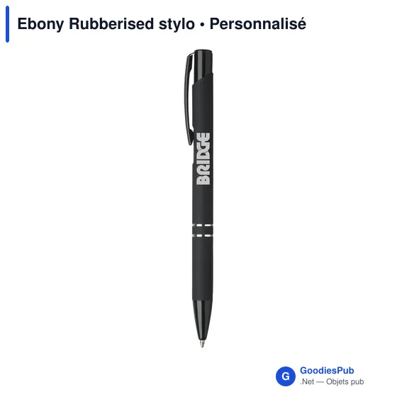 Stylo bille personnalisable avec logo - Ebony Rubberised - Image 10
