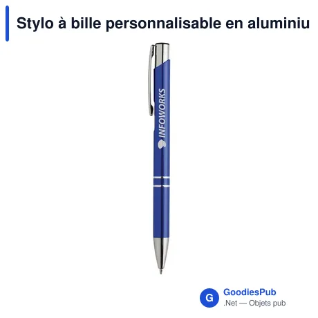 Stylo à bille personnalisable en aluminium avec logo - Ebony Shiny