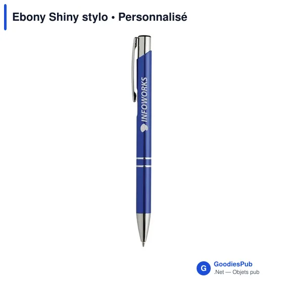 Stylo à bille personnalisable en aluminium avec logo - Ebony Shiny - Image 1