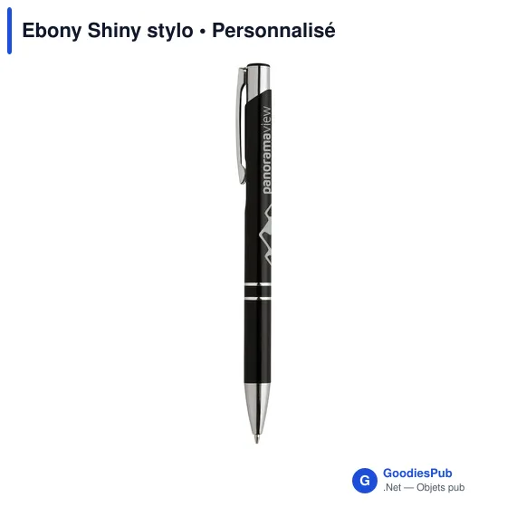Stylo à bille personnalisable en aluminium avec logo - Ebony Shiny - Image 11