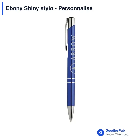Stylo à bille personnalisable en aluminium avec logo - Ebony Shiny - Image 3