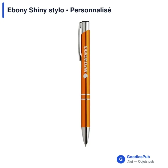 Stylo à bille personnalisable en aluminium avec logo - Ebony Shiny - Image 5