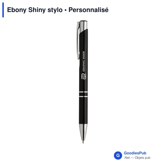 Stylo à bille personnalisable en aluminium avec logo - Ebony Shiny - Image 10