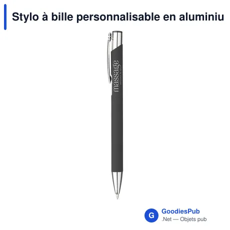 Stylo à bille personnalisable en aluminium avec logo - Ebony Soft Touch