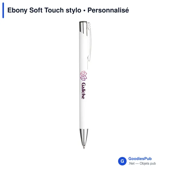 Stylo à bille personnalisable en aluminium avec logo - Ebony Soft Touch - Image 4