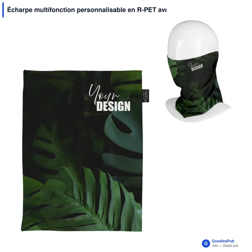 Écharpe multifonction personnalisable en R-PET avec logo - Sublimation - Image 1