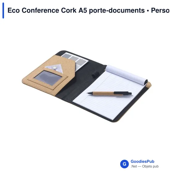 Porte-documents Eco Conference Cork A5 personnalisable avec logo - Image 1