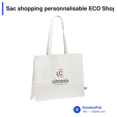 Sac shopping personnalisable ECO Shopper en coton biologique - logo